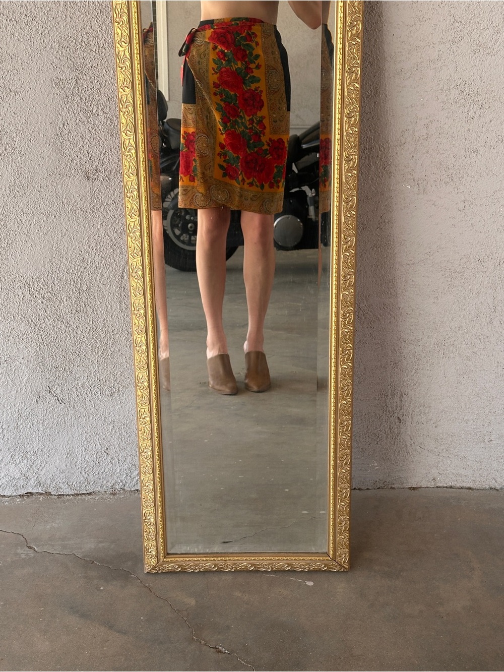 Vintage Silk Floral Wrap Skirt